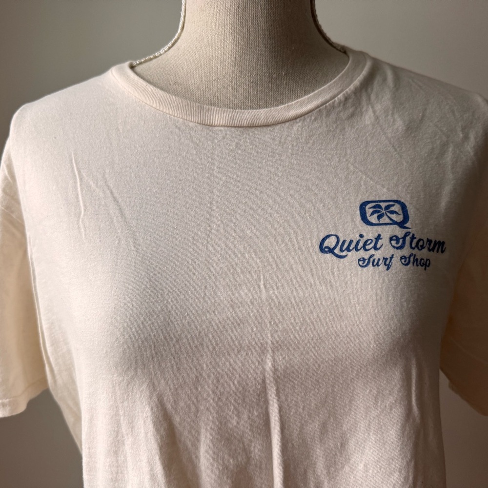Gildan Quiet Storm Cream Myrtle Beach Surf Shop 100% Cotton T Shirt Size L - Picture 2 of 8